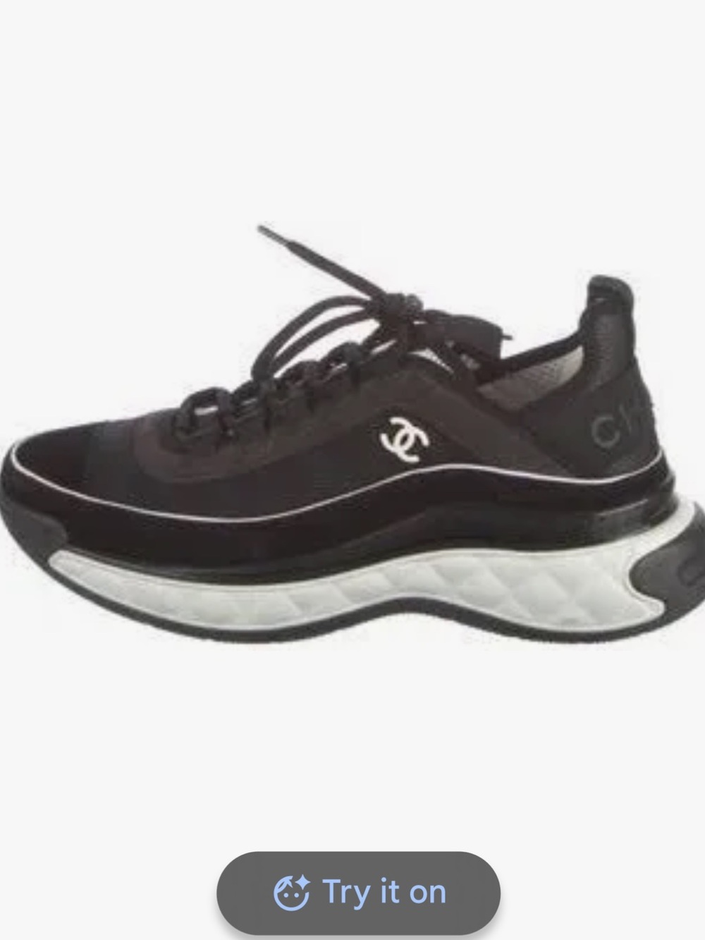 CHANEL Black and White Chunky Lace-Up Sneaker